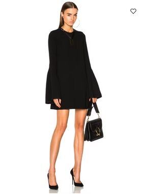 Ellery black mini dress with split fluted sleeves